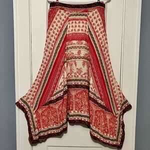 Dylan midi skirt size medium asymmetrical hem patchwork boho peasant hippie